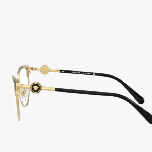 VERSACE VE1271 Eyeglasses Frames Case RXable 1443 Black/Gold NWT - Picture 3 of 10